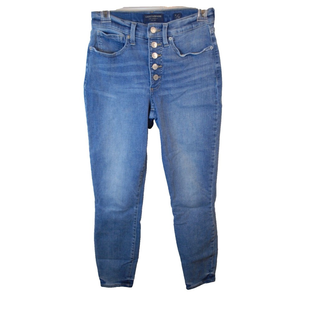 LUCKY BRAND Bridgette High Rise Skinny Button Fly Ankle Jeans Size 6/28 Med Wash
